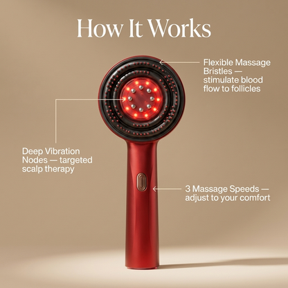 How Carefy electric scalp massage brush works with vibration nodes flexible bristles and 3 speed modes