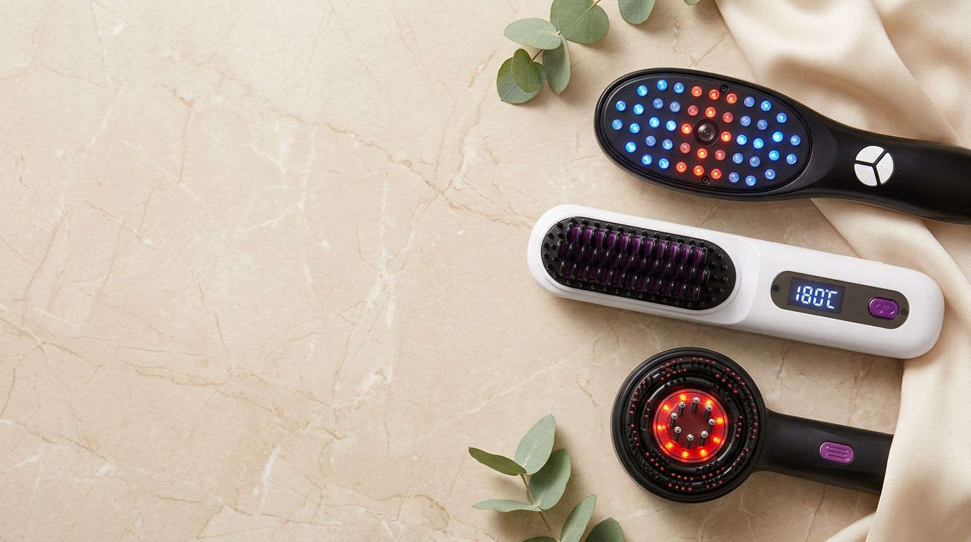 Carefy hero banner - hair care devices flat lay